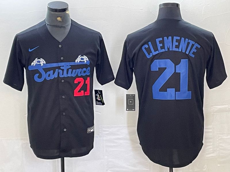 Men Pittsburgh Pirates 21 Clemente Black Nike Game MLB Jersey style 1